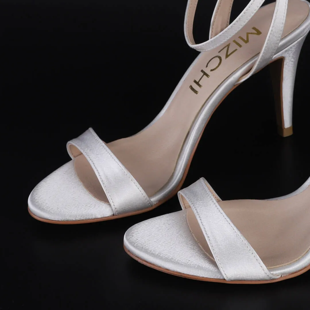 *MEGAN - white SATIN, 8cm size UK 1