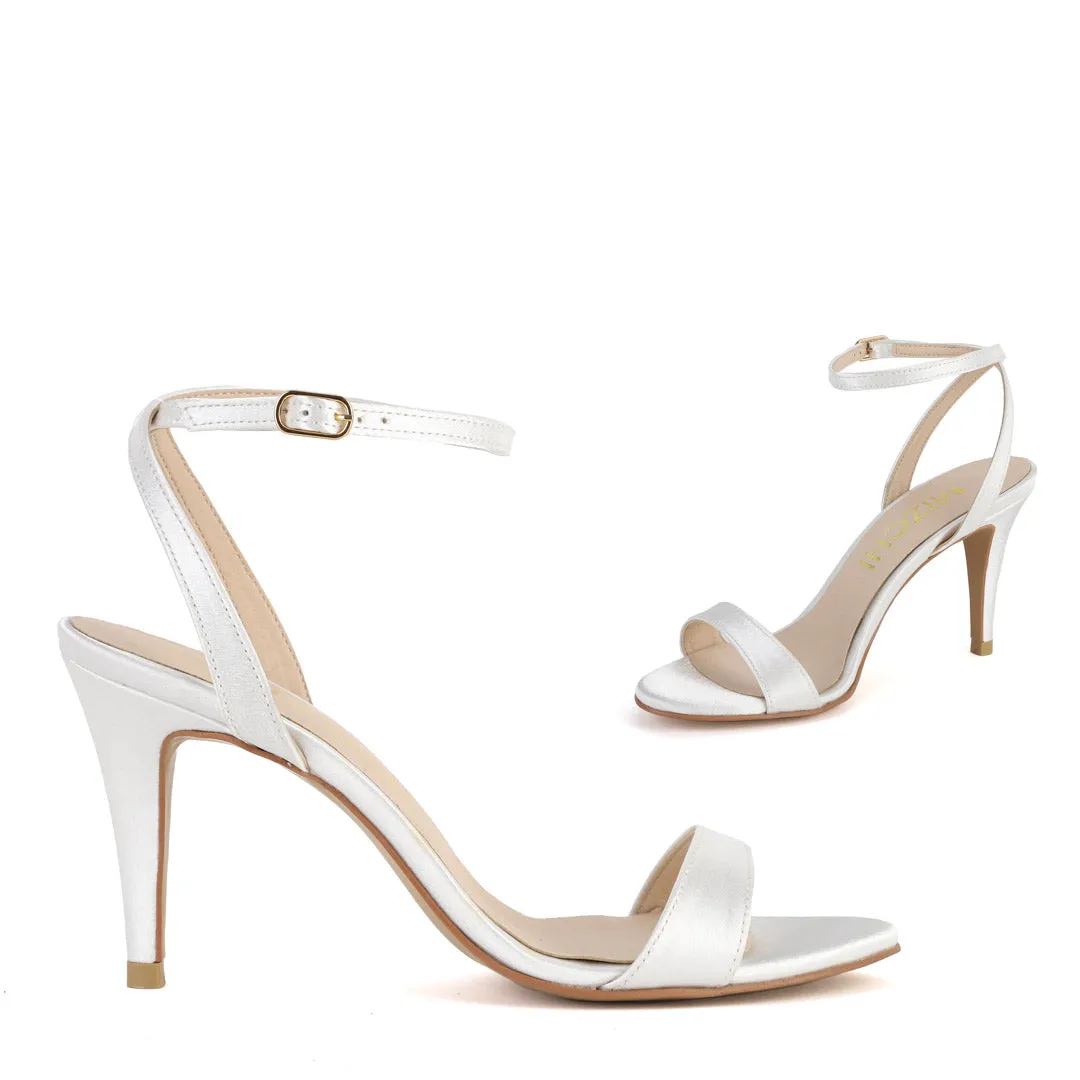 *MEGAN - white SATIN, 8cm size UK 1