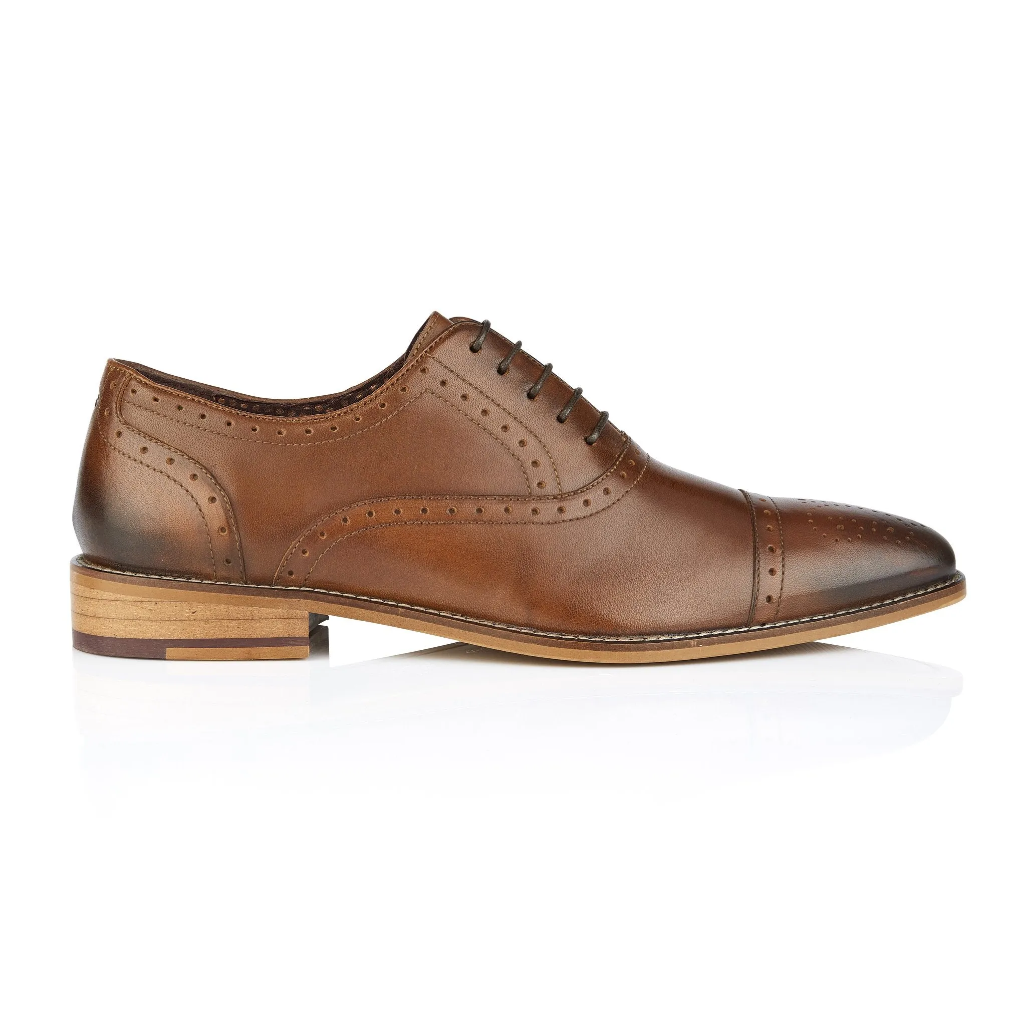 Mens Arthur Oxford Shoes In Chestnut With Brogue Detail