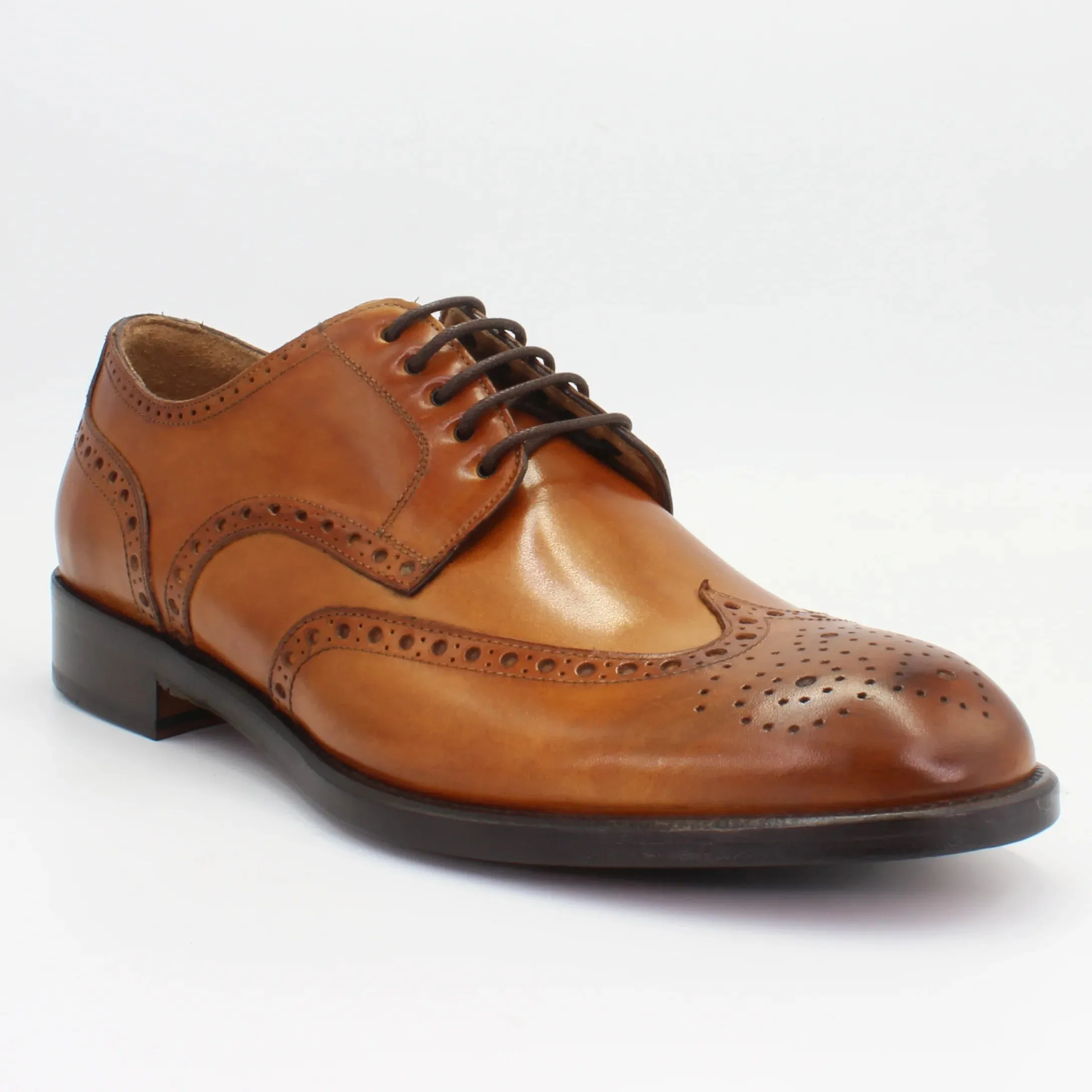 Men's Derby Brogue in Calf Leather Montecarlo Siena Tan (BRU11226)