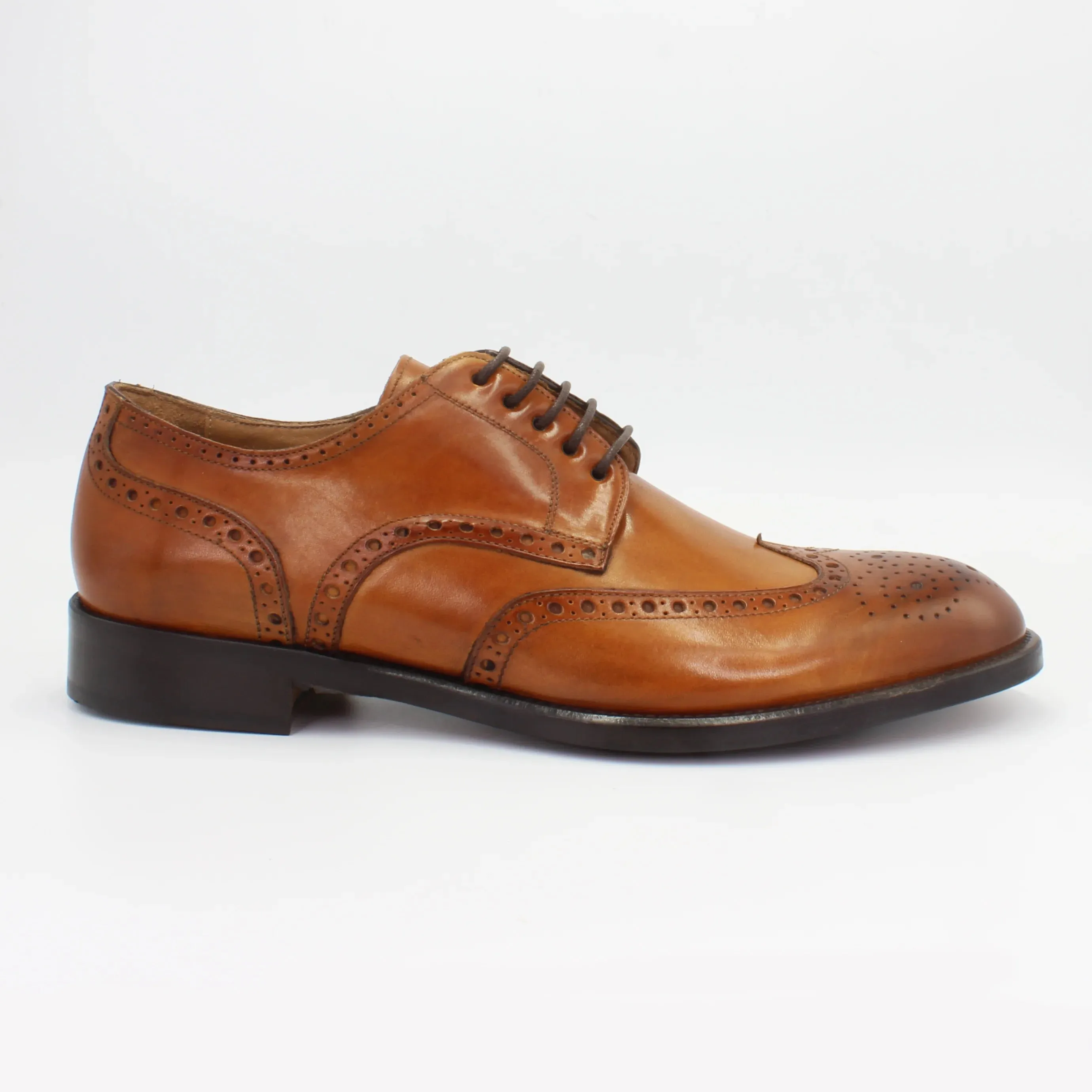 Men's Derby Brogue in Calf Leather Montecarlo Siena Tan (BRU11226)