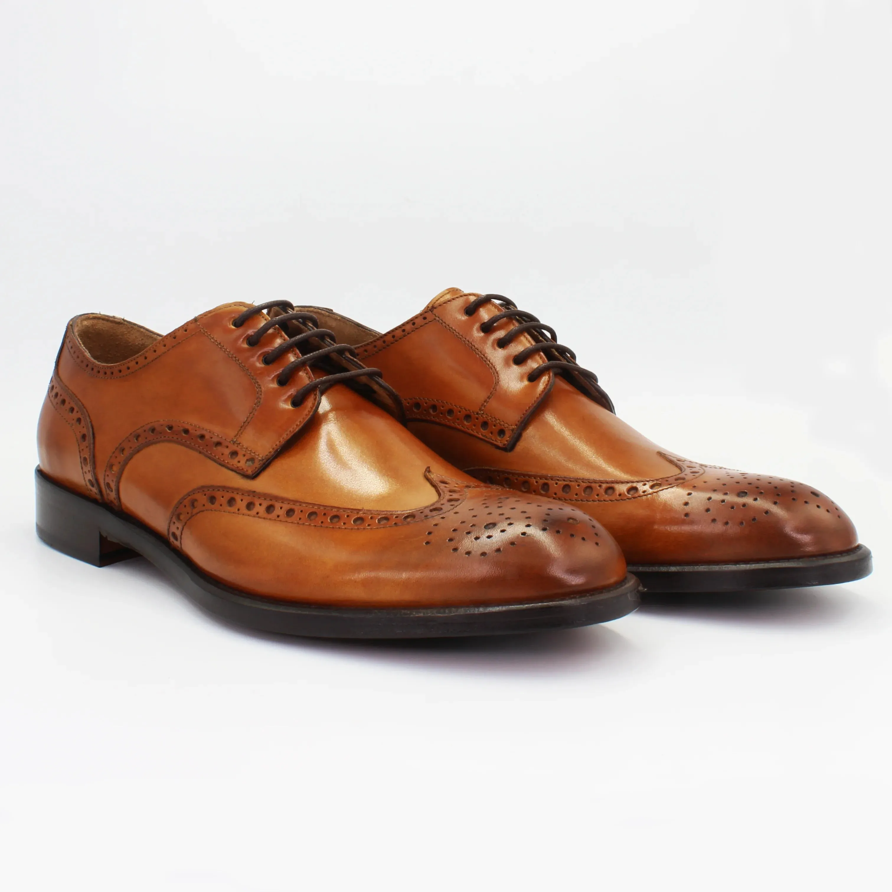 Men's Derby Brogue in Calf Leather Montecarlo Siena Tan (BRU11226)
