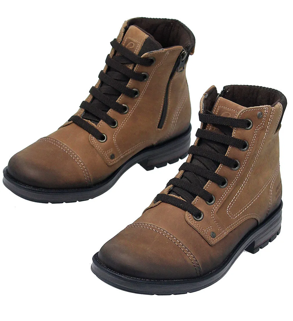 Men's Pull-Up Brown Latigo Leather Boots #BM130305LN ()
