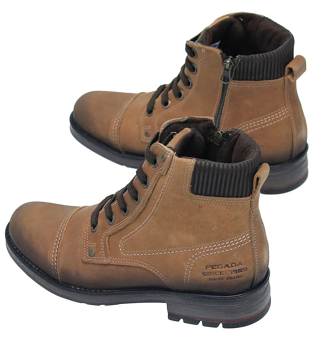 Men's Pull-Up Brown Latigo Leather Boots #BM130305LN ()