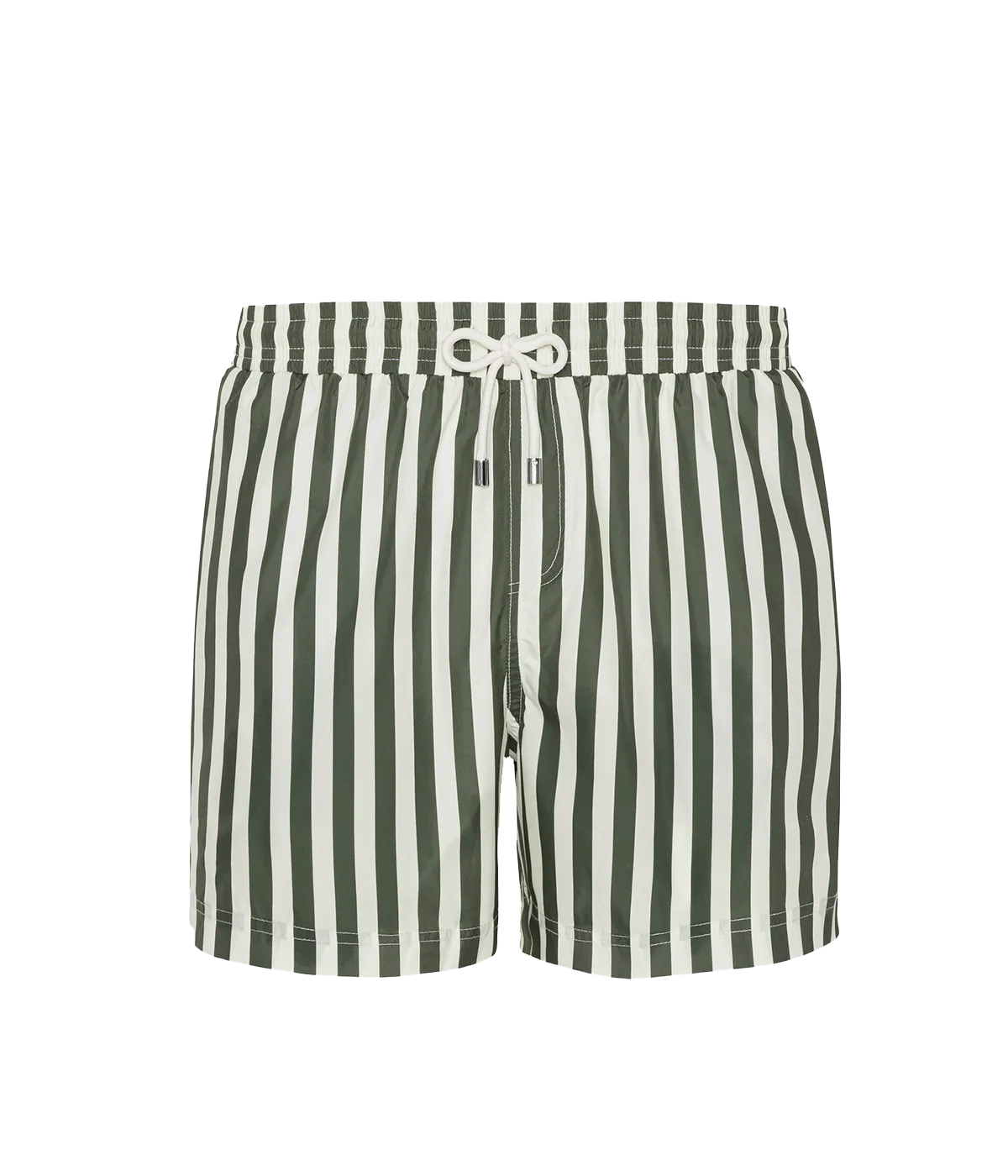 Mid Length Swim Shorts in Green Striped