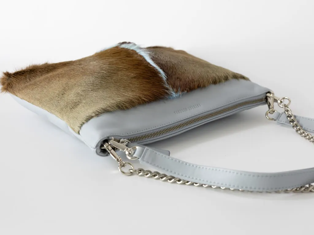 Multiway Springbok Handbag in Baby Blue with a Fan