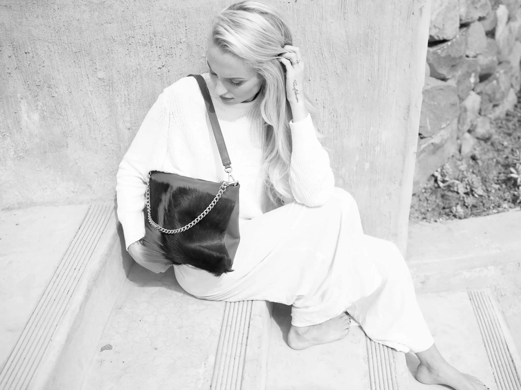 Multiway Springbok Handbag in Orange with a Stripe