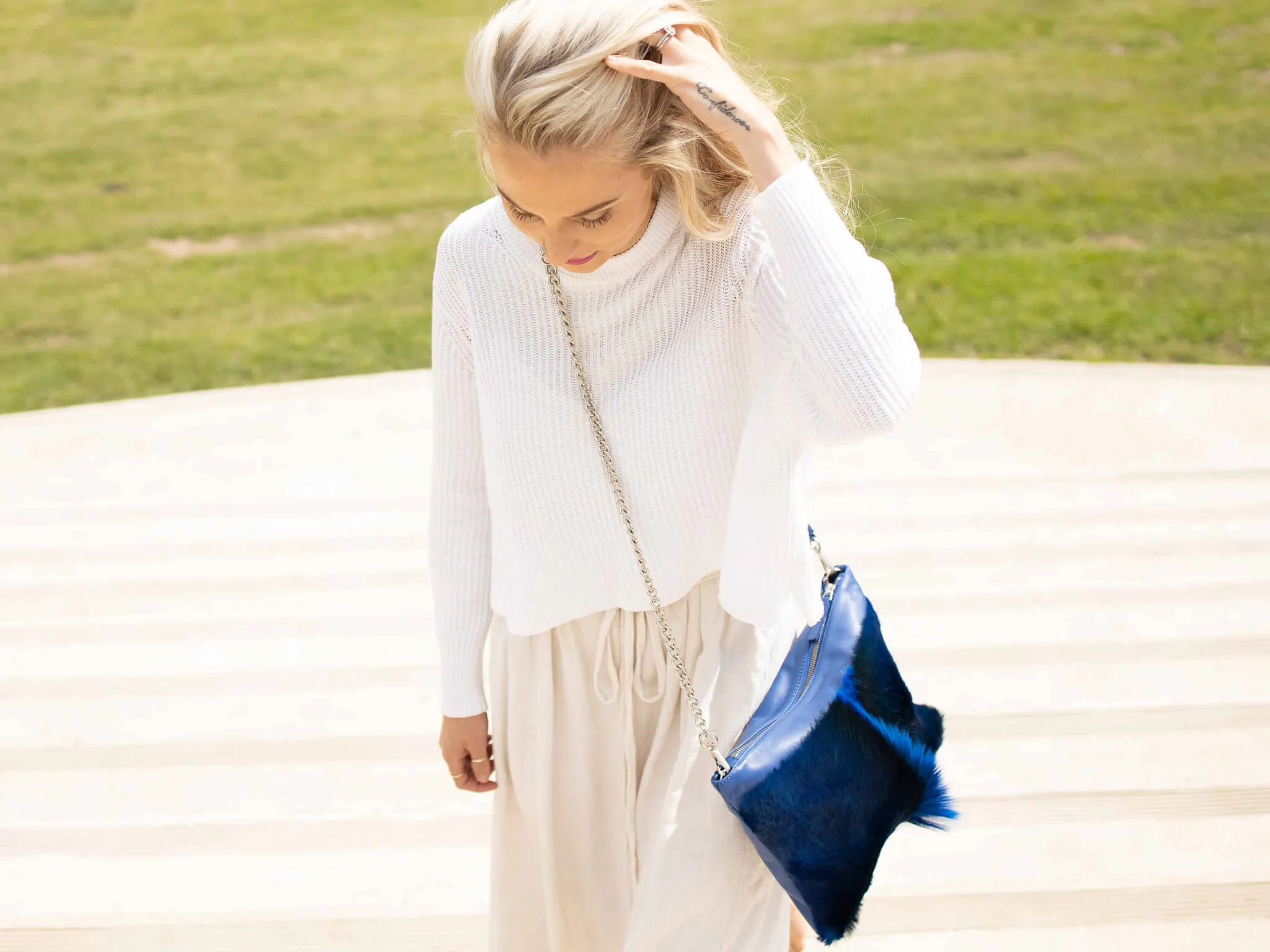 Multiway Springbok Handbag in Royal Blue with a Stripe