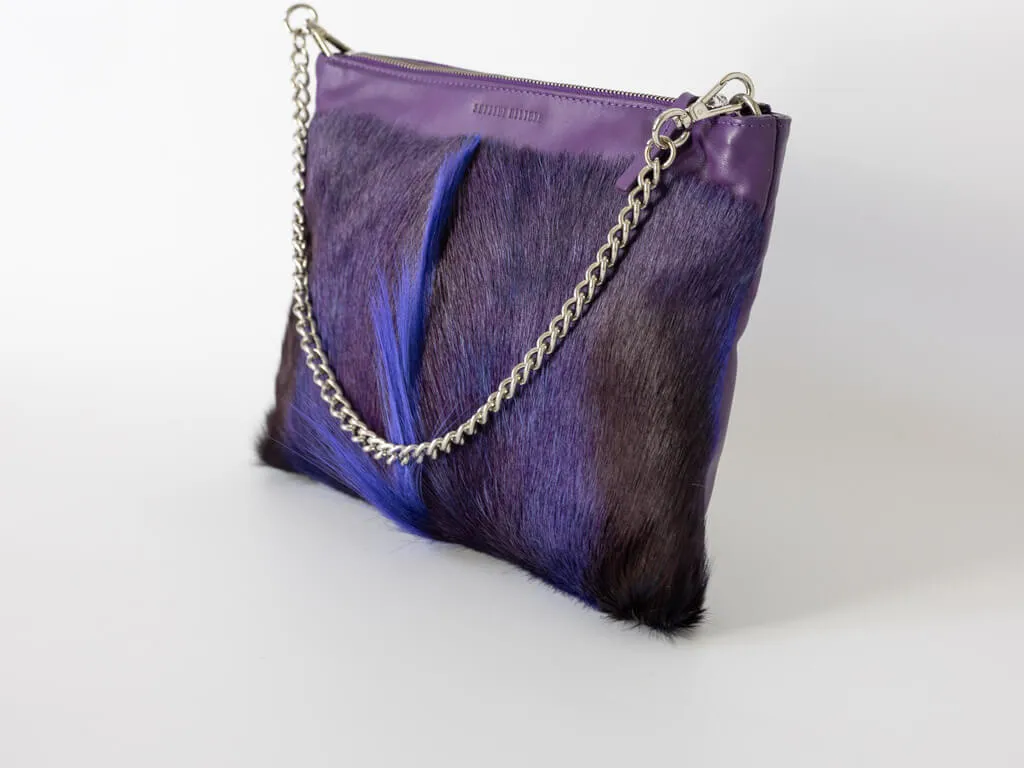Multiway Springbok Handbag in Violet with a Fan