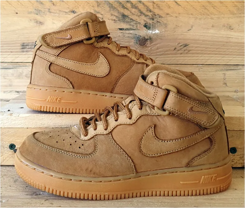 Nike Air Force 1 Mid Suede Trainers UK2.5/US3Y/EU35 859337-200 Flax/Wheat/Gum