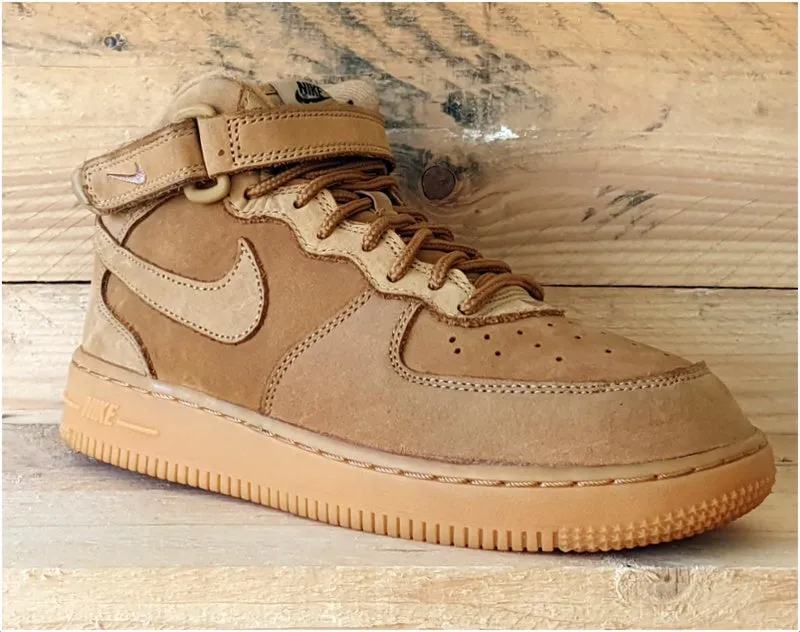 Nike Air Force 1 Mid Suede Trainers UK2.5/US3Y/EU35 859337-200 Flax/Wheat/Gum
