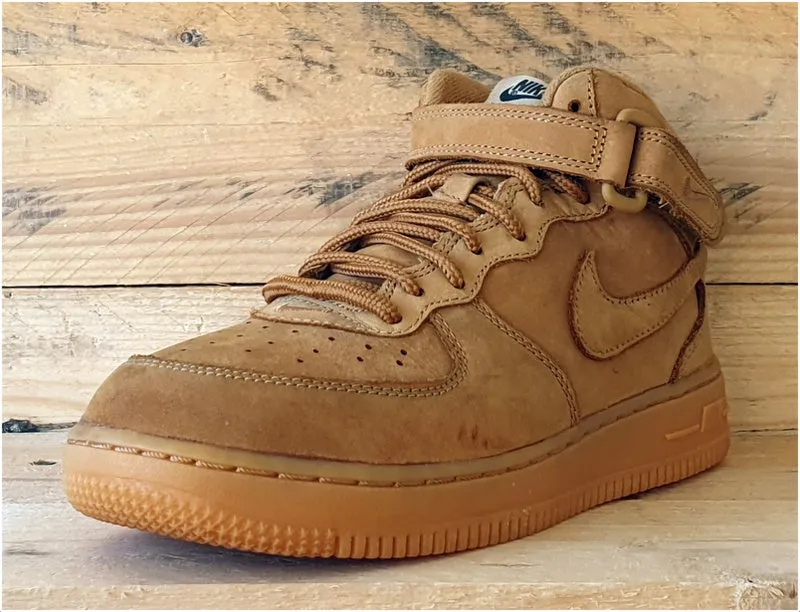 Nike Air Force 1 Mid Suede Trainers UK2.5/US3Y/EU35 859337-200 Flax/Wheat/Gum