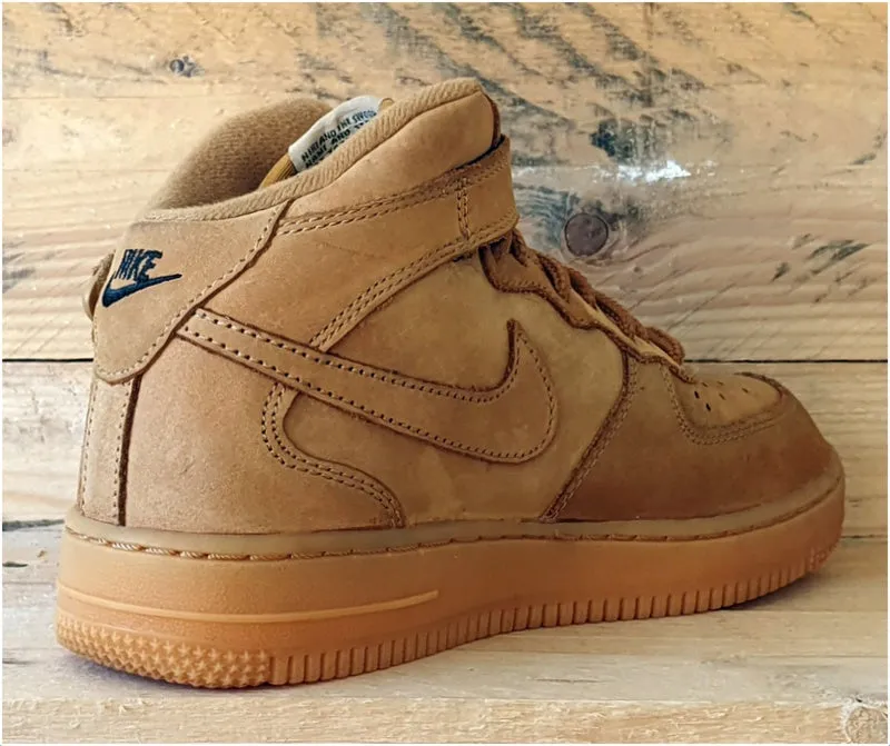 Nike Air Force 1 Mid Suede Trainers UK2.5/US3Y/EU35 859337-200 Flax/Wheat/Gum
