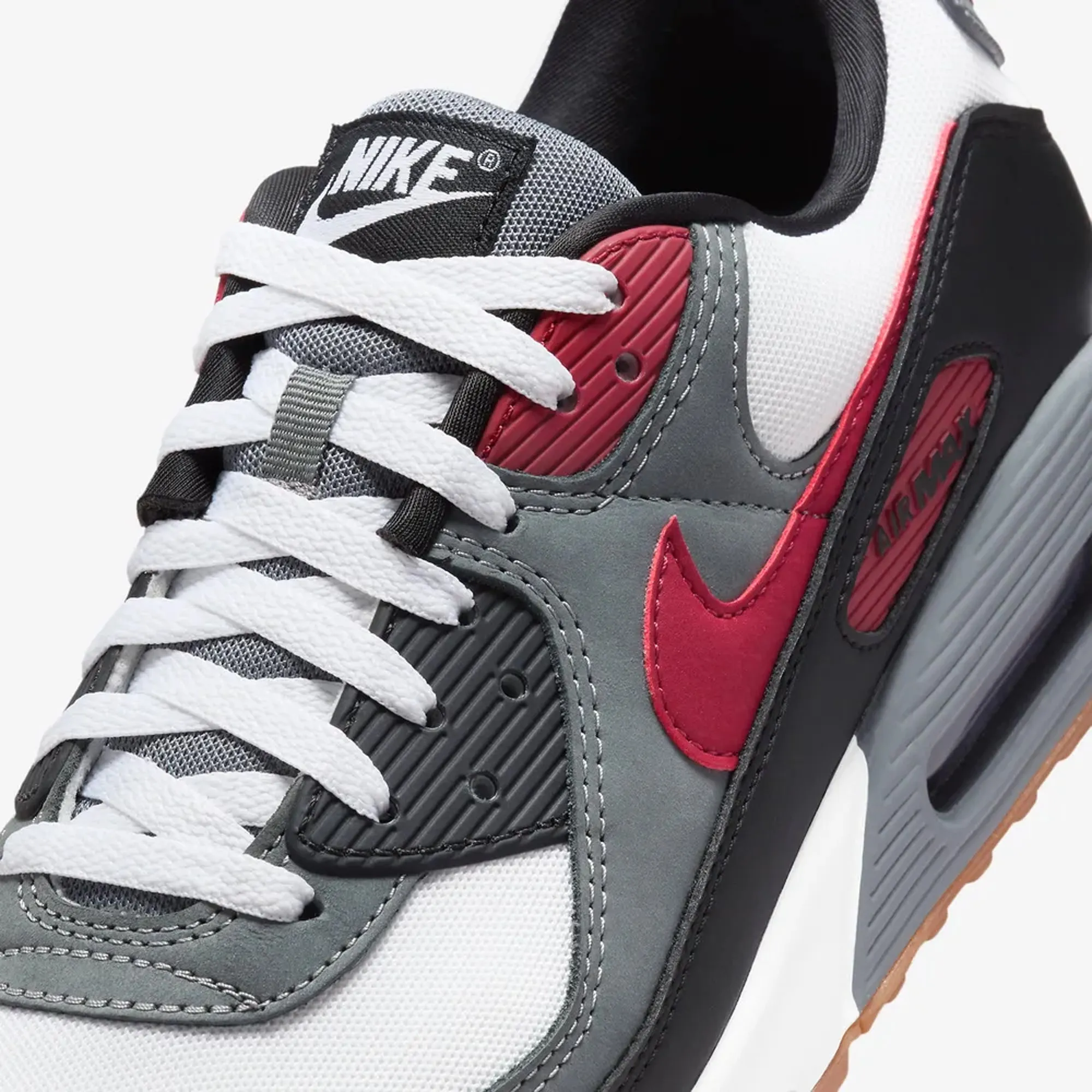 Nike | AIR MAX 90  { WHITE/TEAM RED-COOL GREY-BLACK