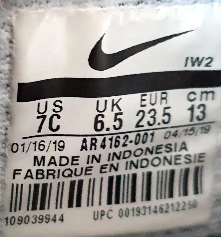 Nike Pico 5 Low Leather Kids Trainers UK6.5/US7C/EU23.5 AR4162-001 Triple Black