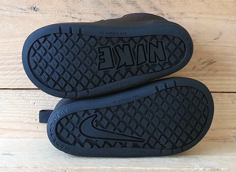 Nike Pico 5 Low Leather Kids Trainers UK6.5/US7C/EU23.5 AR4162-001 Triple Black