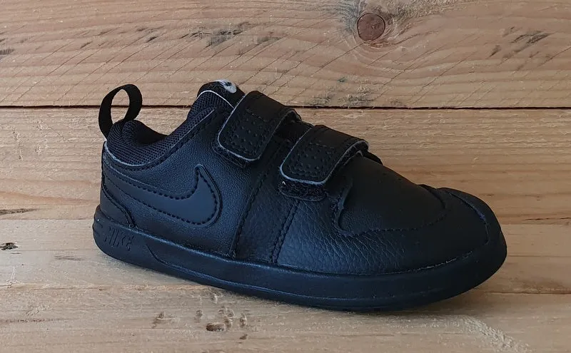 Nike Pico 5 Low Leather Kids Trainers UK6.5/US7C/EU23.5 AR4162-001 Triple Black