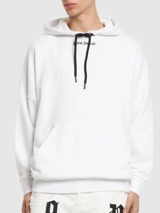 Palm Angels   Logo print cotton jersey hoodie 