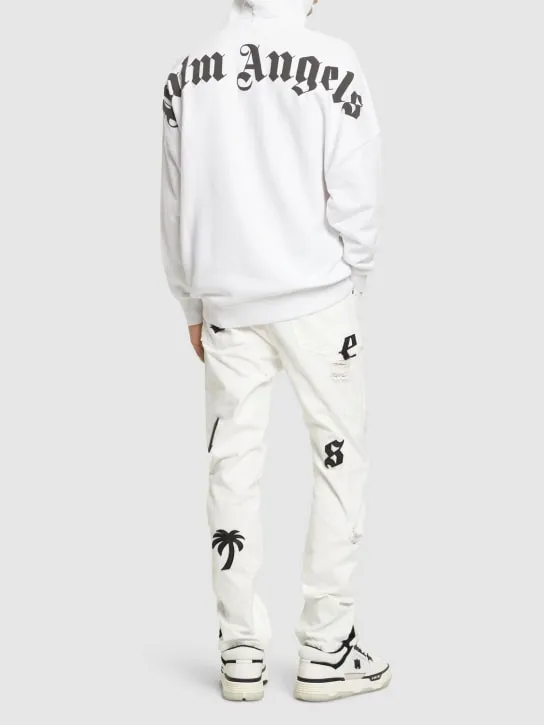 Palm Angels   Logo print cotton jersey hoodie 