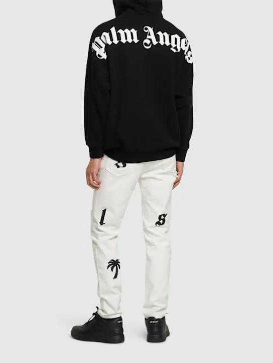 Palm Angels   Logo print cotton jersey hoodie 