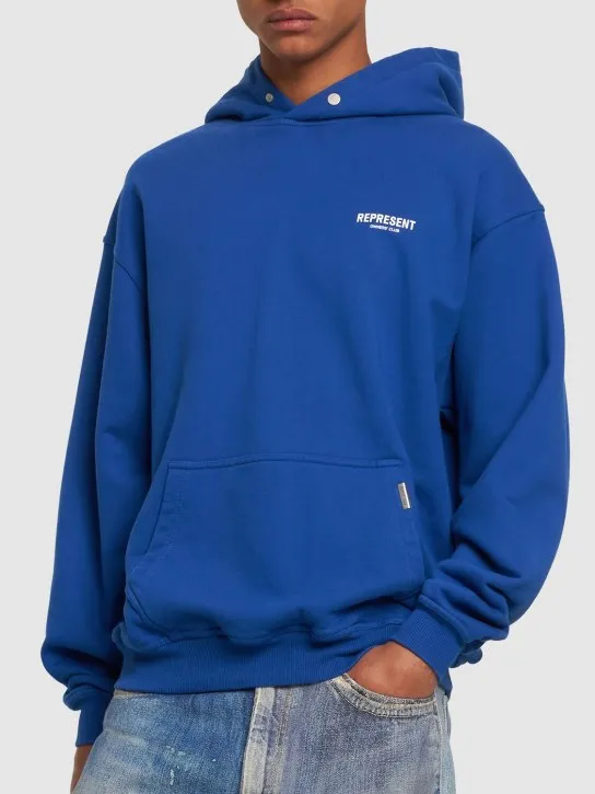Represent   Owners Club logo cotton hoodie 