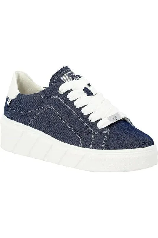 Rieker R-Evolution W0501-14 Denim Blue Womens Casual Comfort Chunky Lace Up Trainers