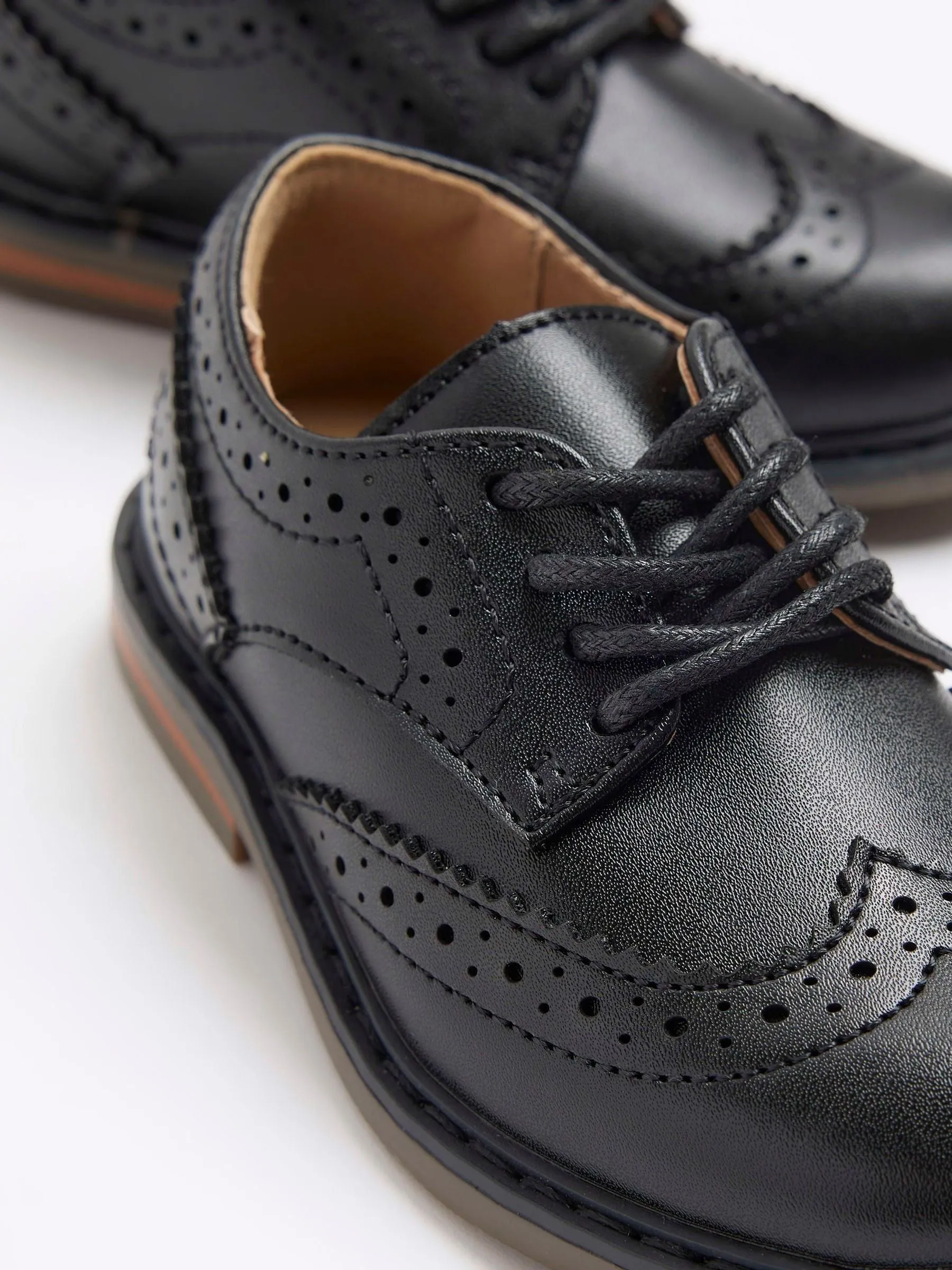 River Island Black Boys Brogue Shoes