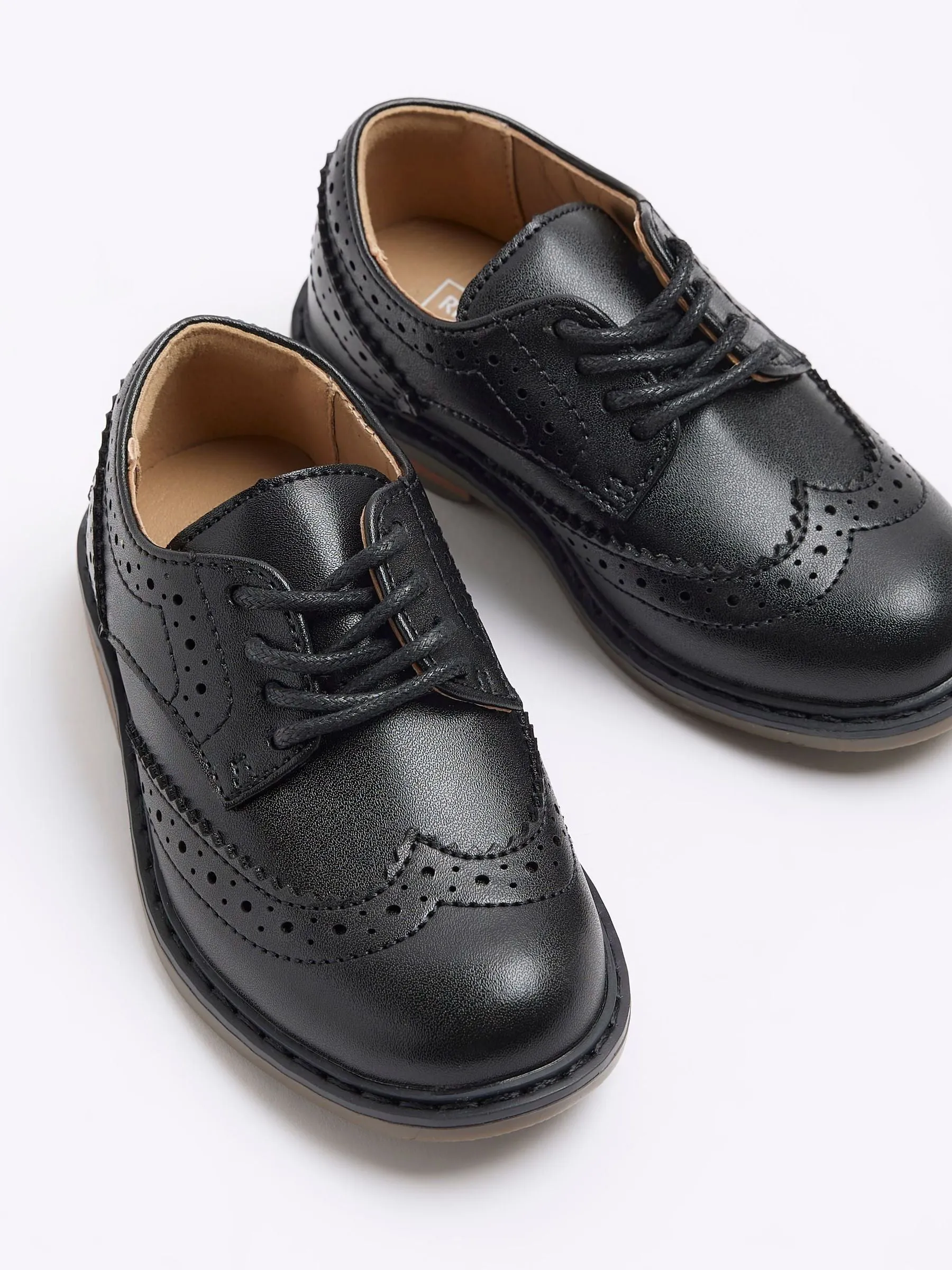 River Island Black Boys Brogue Shoes