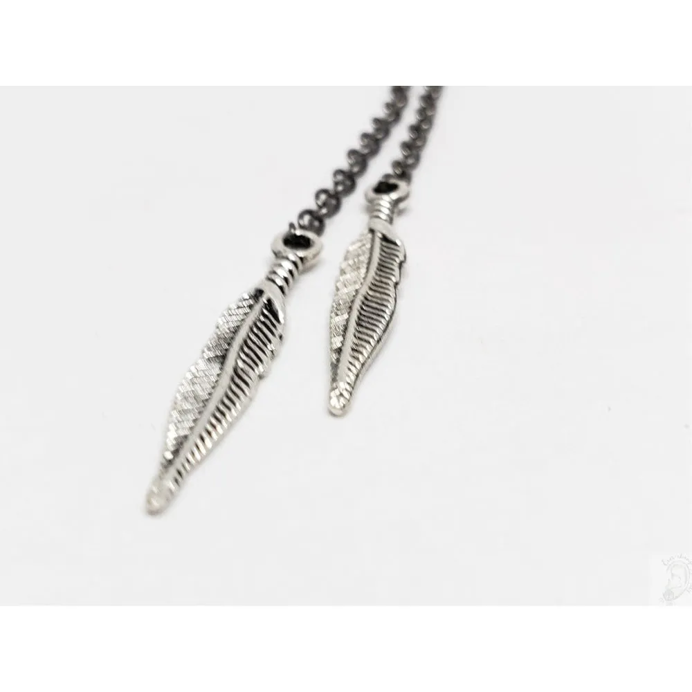 Silver Feather Dangles for ECJ Mag Tunnels, Without Tunnels