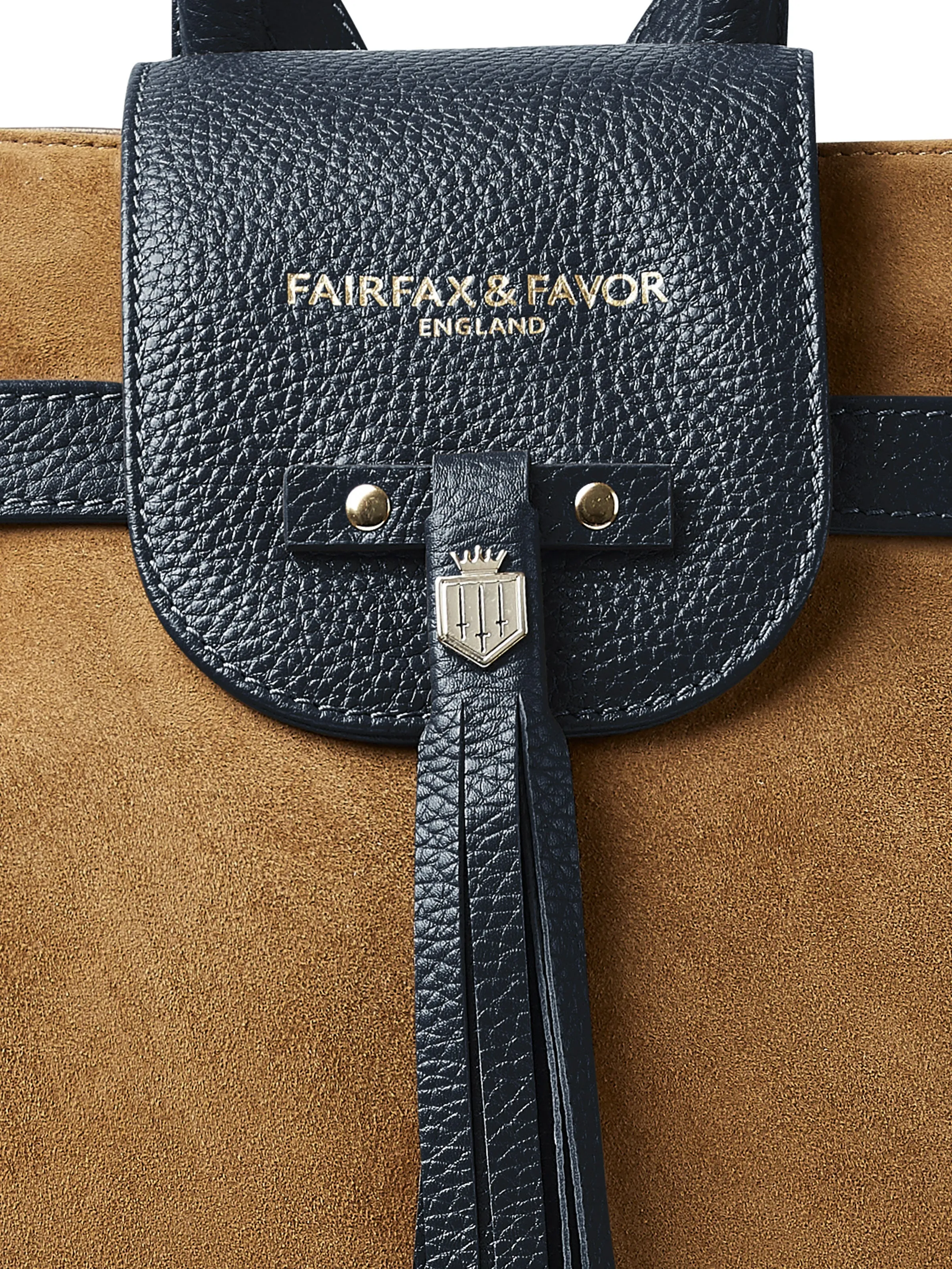 The Windsor Backpack - Tan & Navy Suede