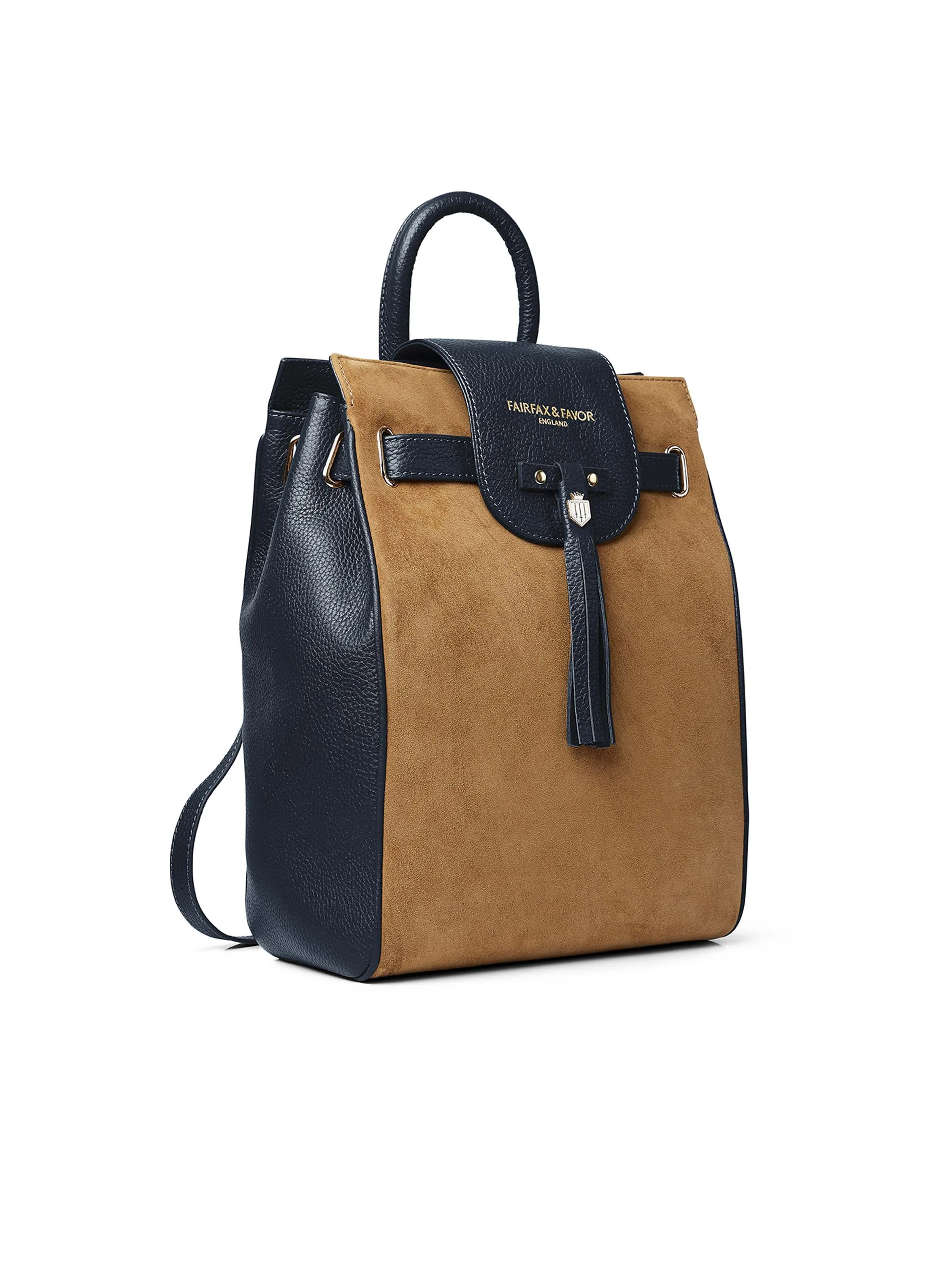 The Windsor Backpack - Tan & Navy Suede