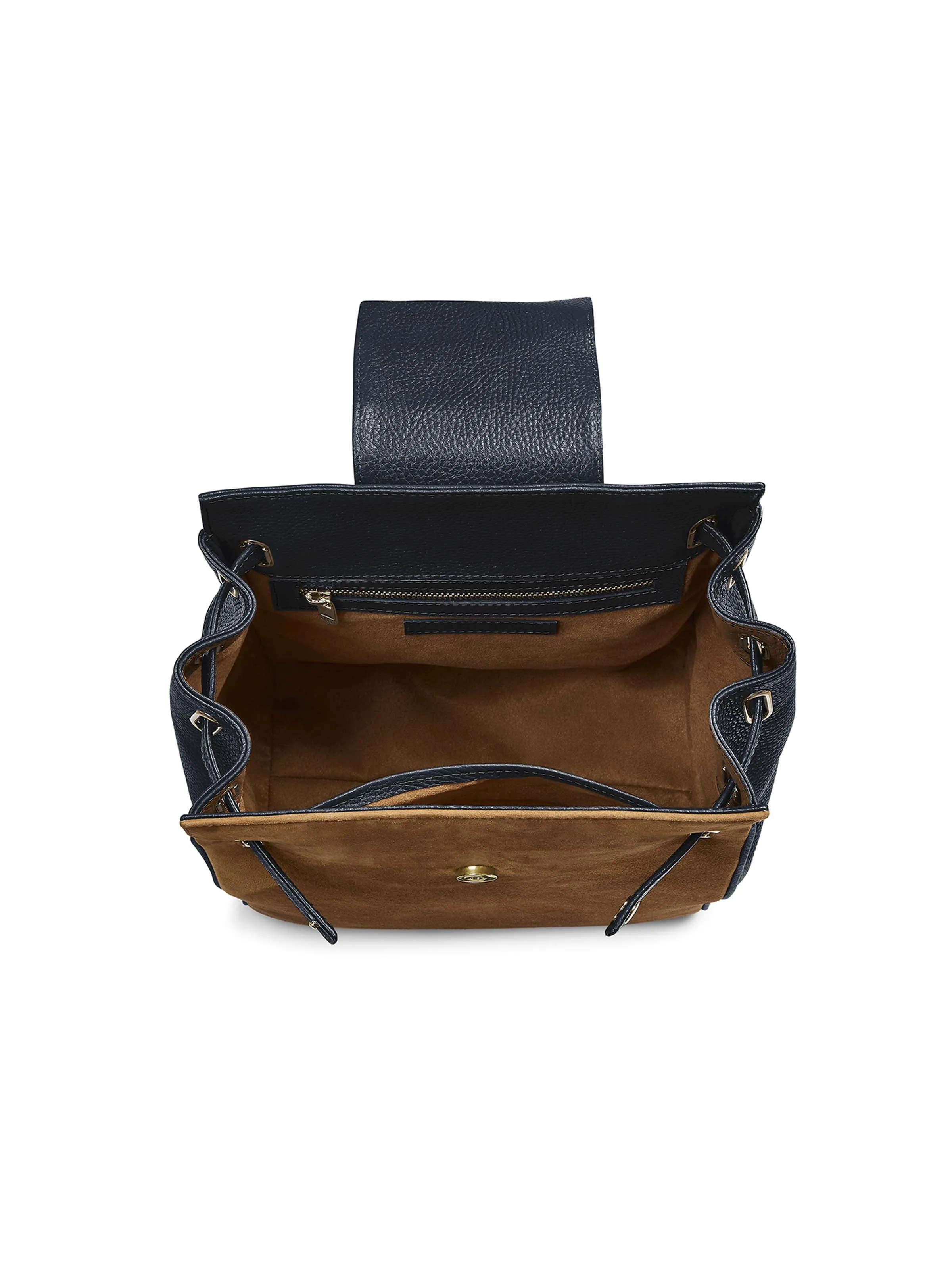 The Windsor Backpack - Tan & Navy Suede