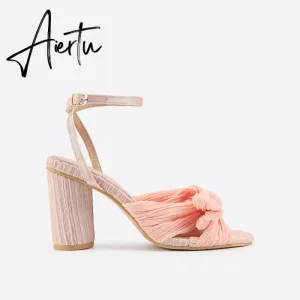 Women Bow Decor Heeled Sandals